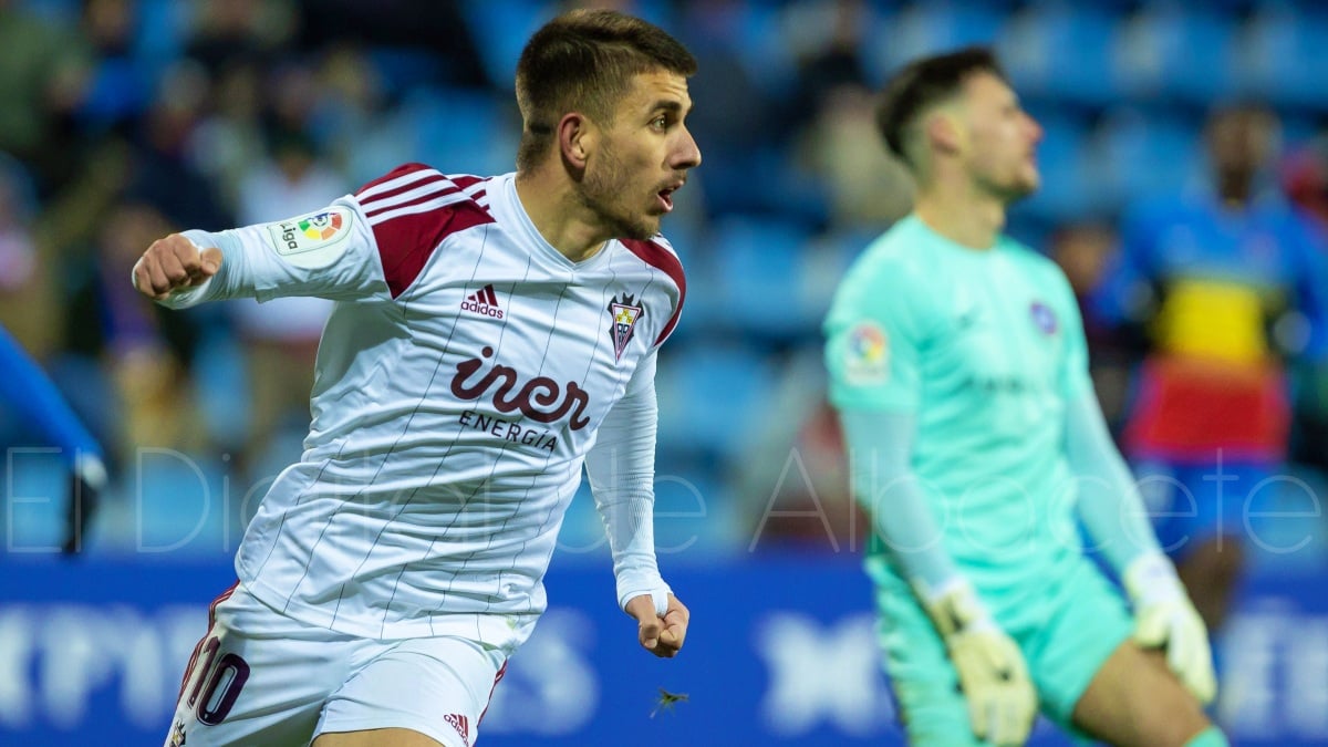 Fuster celebra el 0-1 del Albacete en Andorra