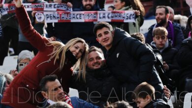Aficionados del Albacete en el partido ante el Málaga
