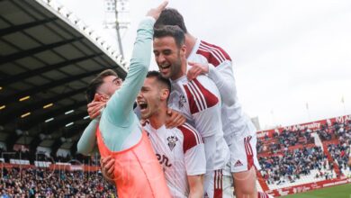 Alegría en el Albacete tras el 3-2 ante el Málaga