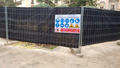 Obras en la fuente del Altozano en Albacete