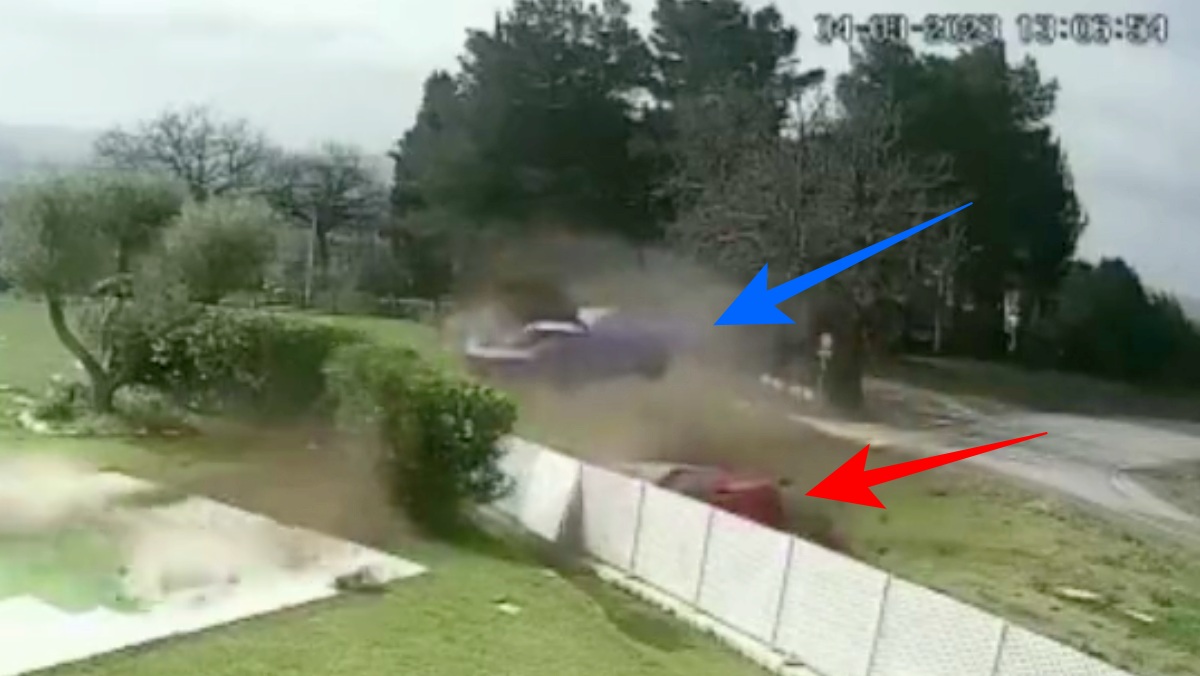 Accidente de dos Ferraris en Italia - FOTO: SocialDrive / Cámaras de seguridad de la vivienda