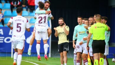 El Albacete celebra el gol de Dani Escriche