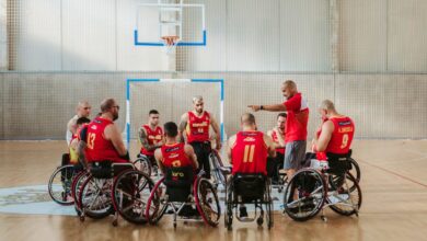 Un momento de un entrenamiento de la selección española en Albacete