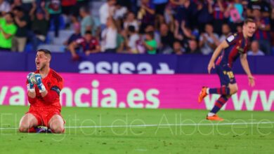 Bernabé se lamenta tras encajar el Albacete el 2-0