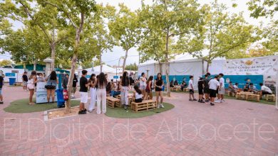 Zona de descanso e hidratación en la Feria de Albacete